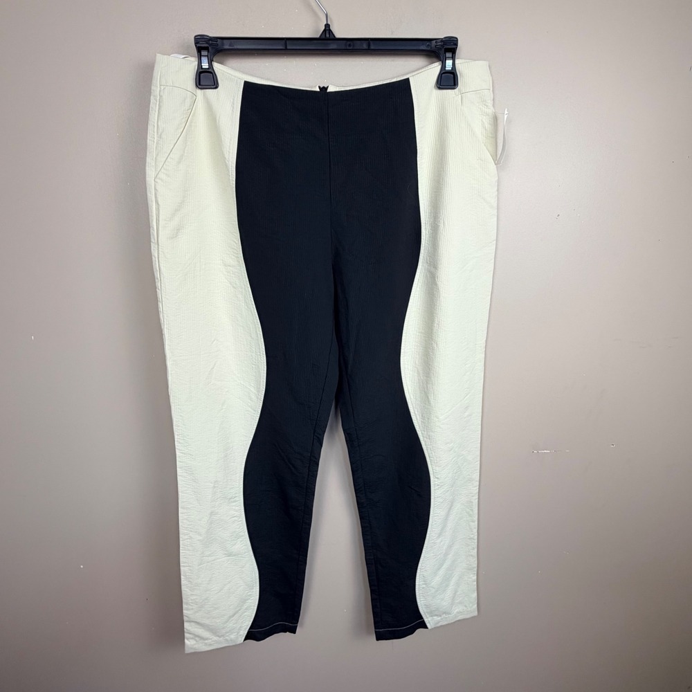 Find Me Now Cream Black Wavy Colorblock Textured Pants‎ XL New